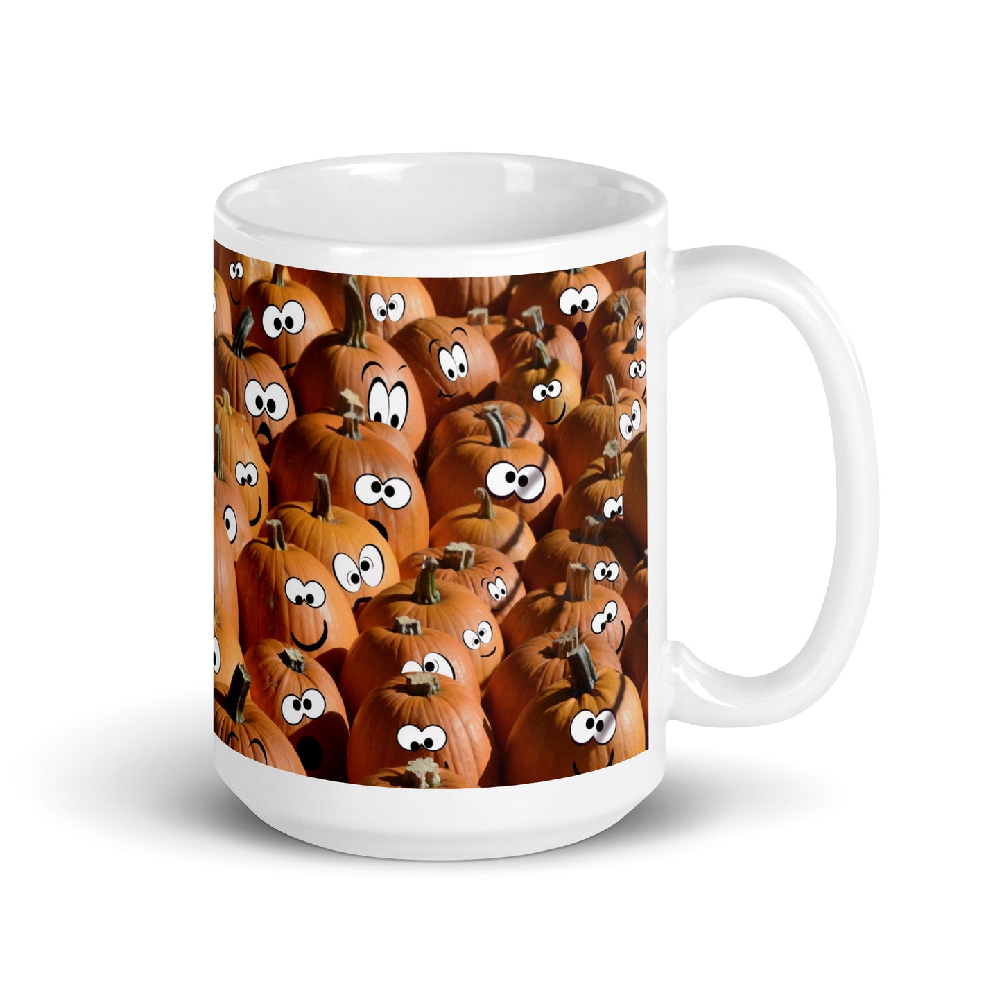 Pumpkin Heads White glossy mug