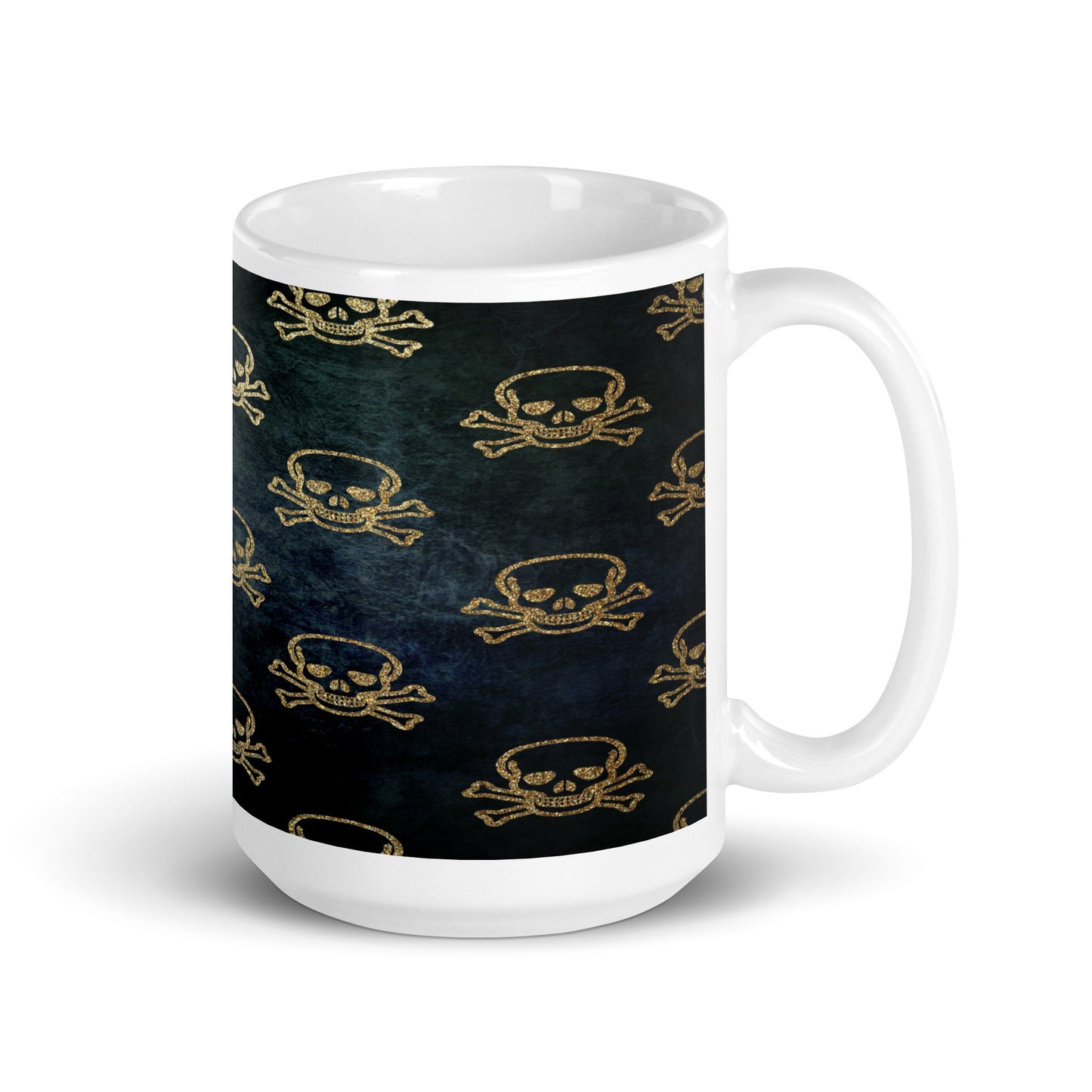 Golden Skulls White glossy mug