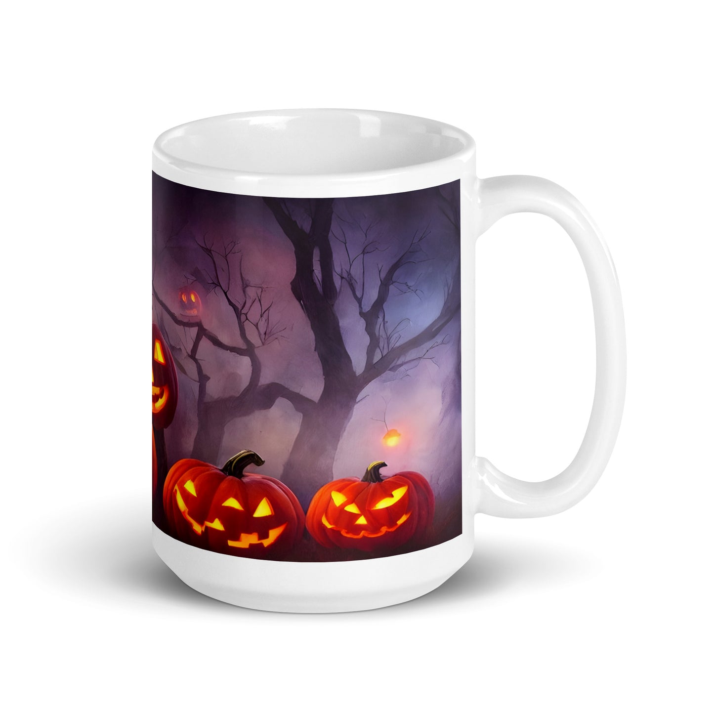 Pumpkin in the Woods White glossy mug