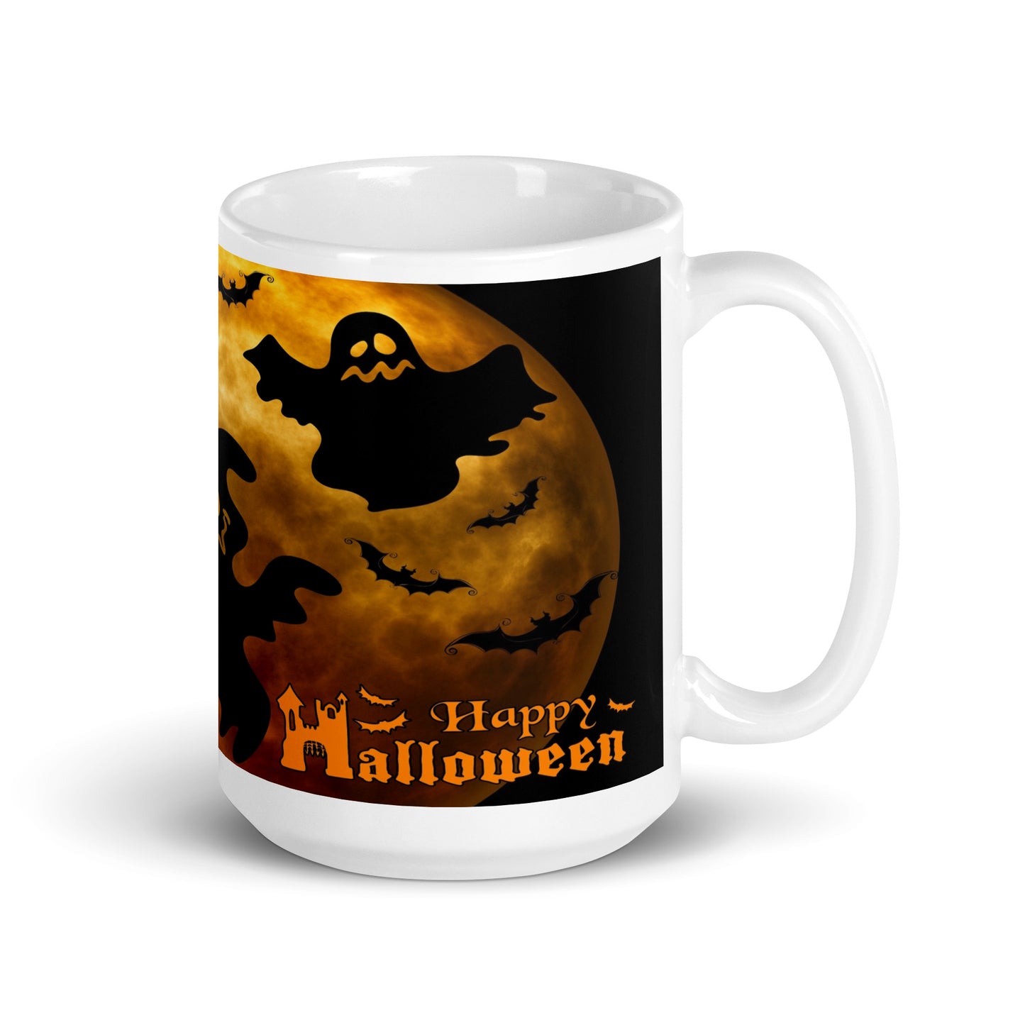 Ghost & Bats White glossy mug